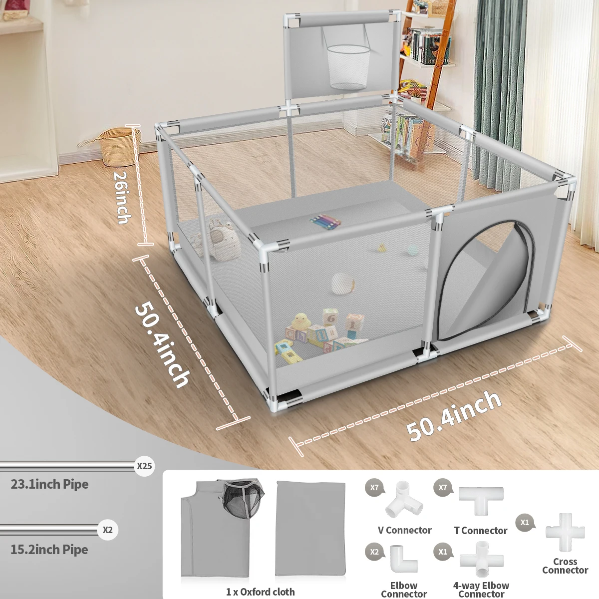Baby Playpen Indoor Baby Playground Park for Baby Balls Pool Basketball Activities for Baby Gym Safety Child Game Fence