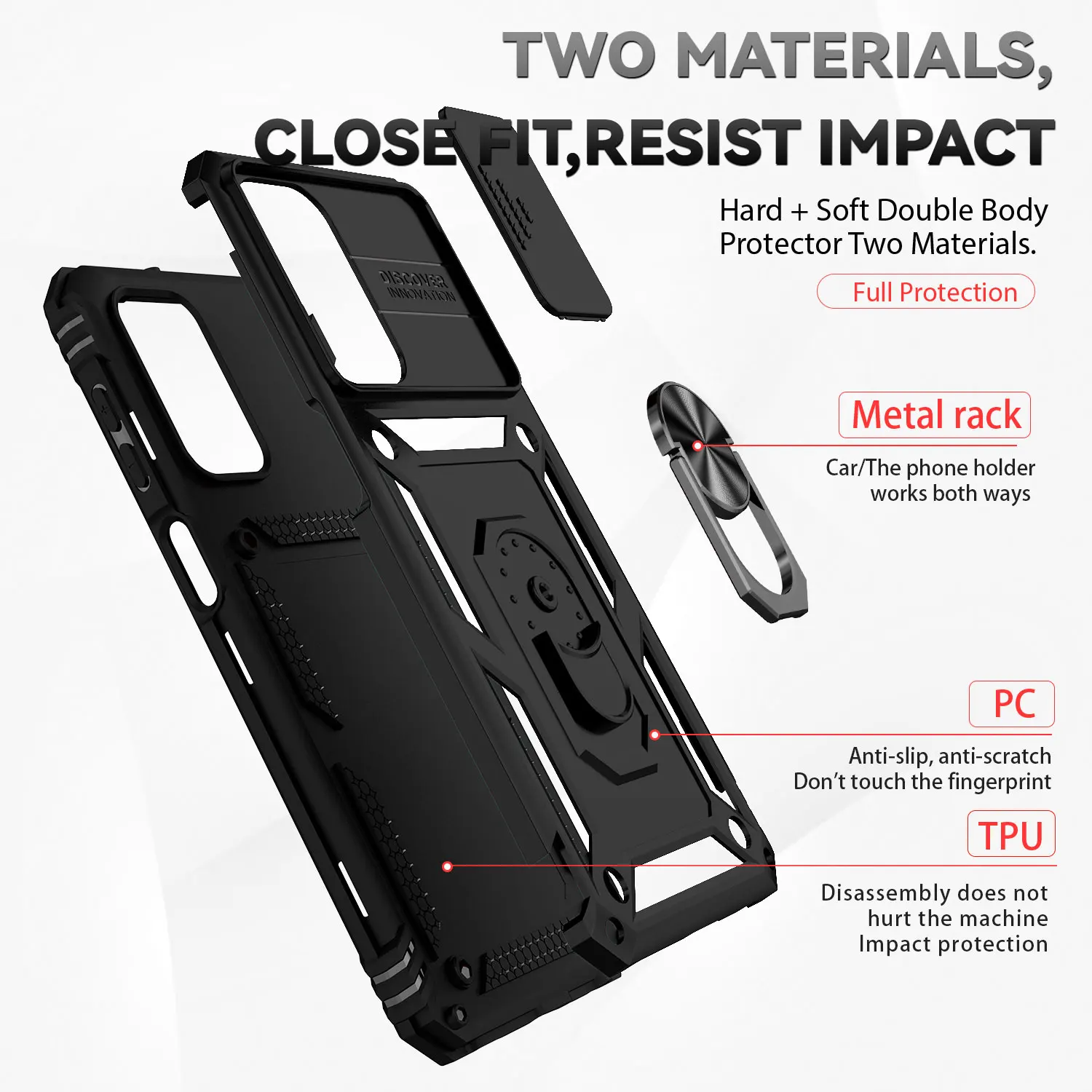 Enhanced Armor Shockproof Phone Case with Slide Window Camera Lens Protection