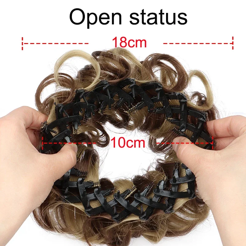 Synthetic Messy Bun Hairpiece Claw Clip-in Hair Extension Stretchable Short Curly Easy to Wear Hair Accessories for Women