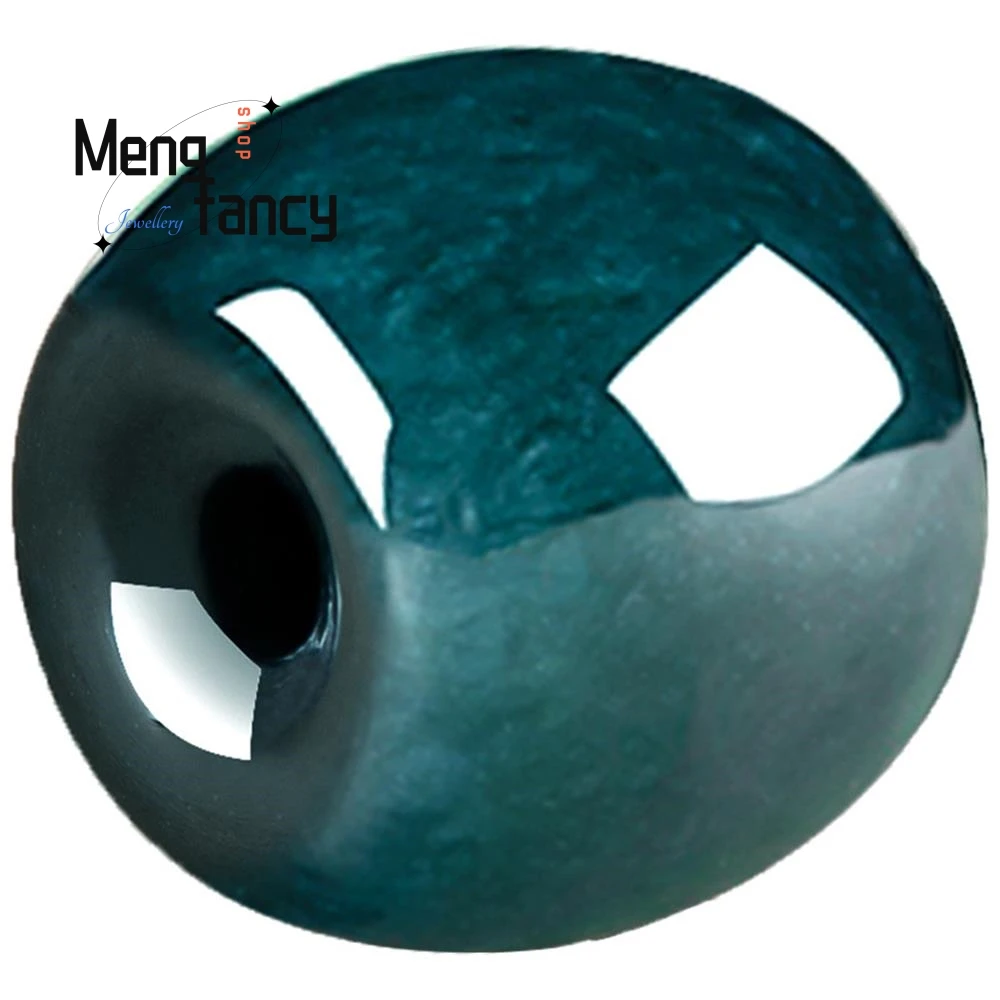 Exquisite Natural A-goods Jadeite Deep Blue Water Lutong Glutinous Ice Jade Barrel Beads Pendant Simple Popular Fashion Jewelry