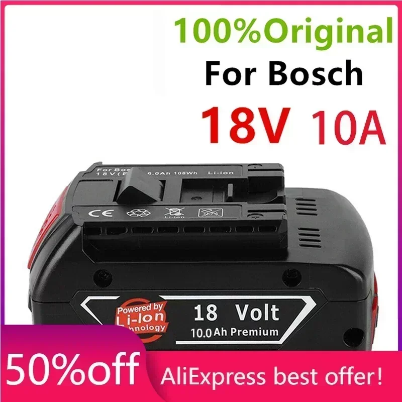 

100%Original18V 10ah Rechargeable Lithium Ion Battery for Bosch 18V 6.0A Backup Battery Portable Replacement BAT609