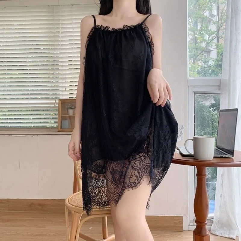 Women Sexy Sleepwear Lace Nightgown Mini Dresses Evening Dresses Loungewear Nightwear Sleep Dress Transparent Sexy Night Gown