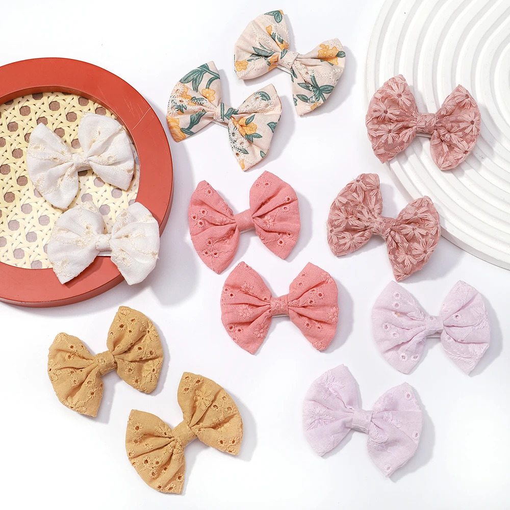 aliexpress.com - 2Pcs Girls Cute Embroidery Bows Hair Clips Hairpins Handmade Cotton Barrettes Kids Headwear Baby Hair Accessories Gift Wholesale
