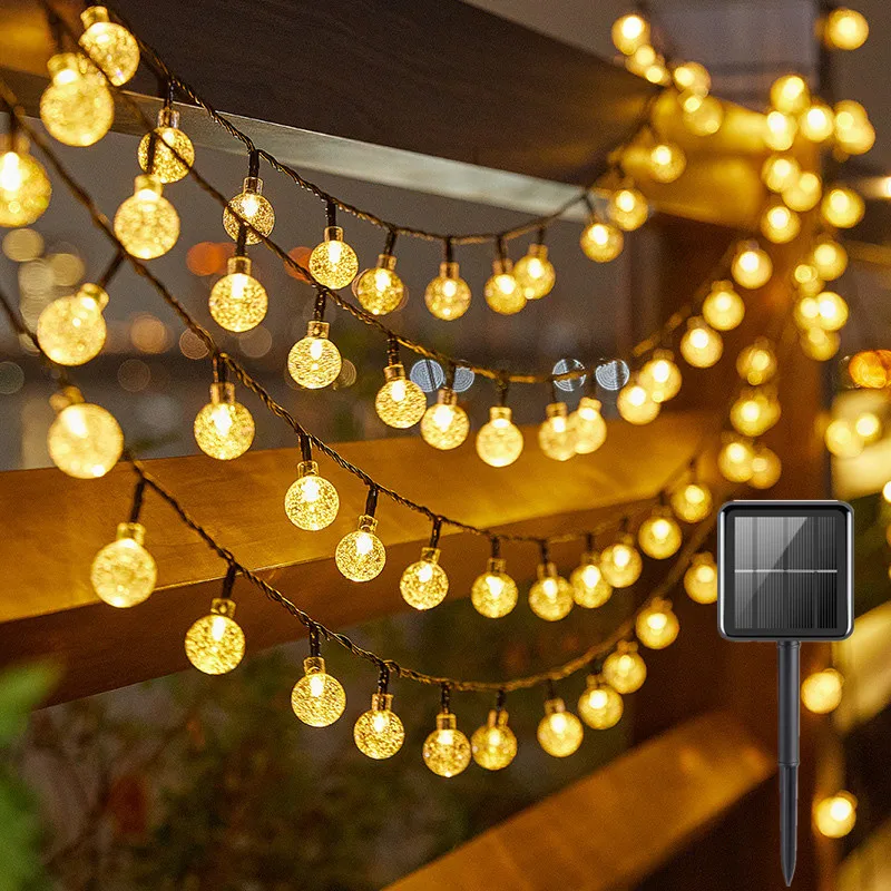 Solar Crystal Ball Fairy String Lights 5M20L 1pc Outdoor Waterproof Christmas Decoration Camping Fairy Garland Garden Party