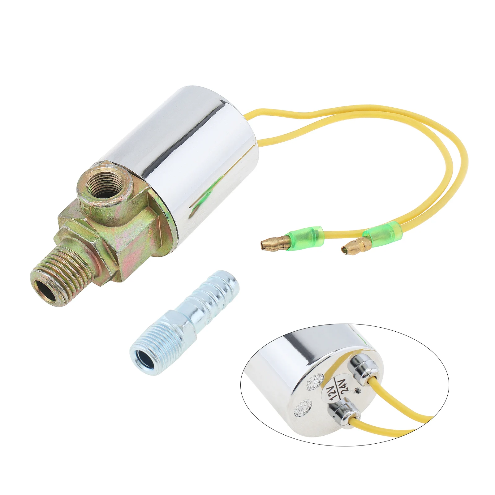 

DC 12V 24V Solenoid Air Valve 1/4 NPT Heavy Duty Chrome plated Electric Valve for Vehicle Train Truck Air Horn Kits Accessories