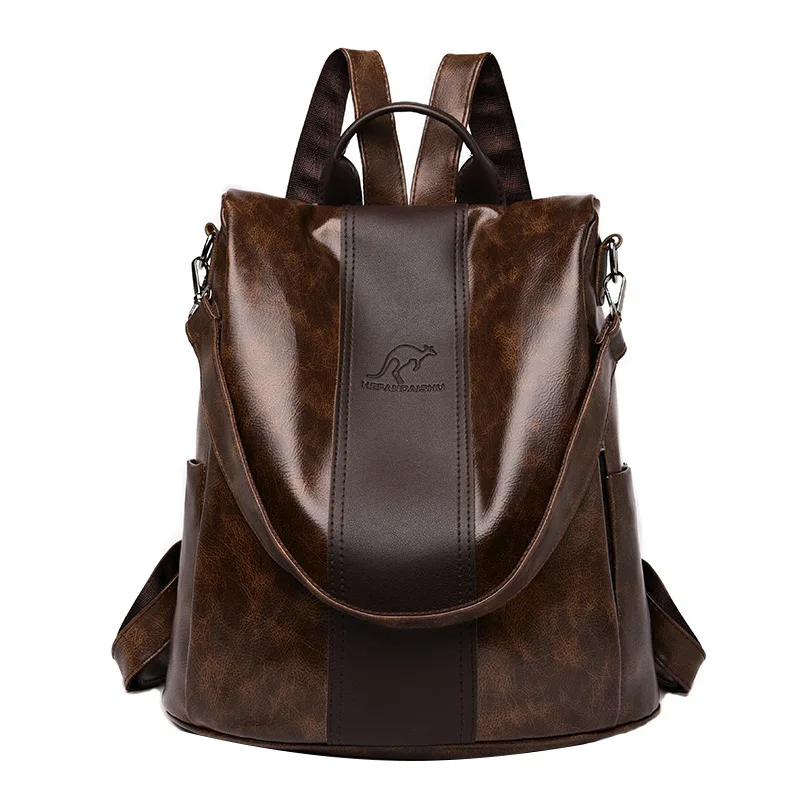 New Women's Backpack Fashion Soft Leather leisure bag Versatile Large Capacity Outdoor Travel Ladies Bag Students Bag