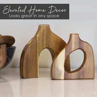 Simple Style Wooden Vase Irregular Shape Dry Flower Container Floral Arrangement Display Vase Home Living Room Decorations 1