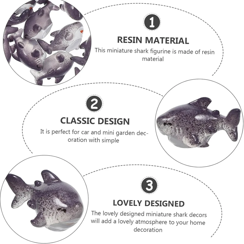 50 Mini Statuette In Resina Di Squali Colorati, 1,9 Cm, Per Decorazione Acquario, Casa, Ufficio E Micro Paesaggi, Dettagli Realistici.