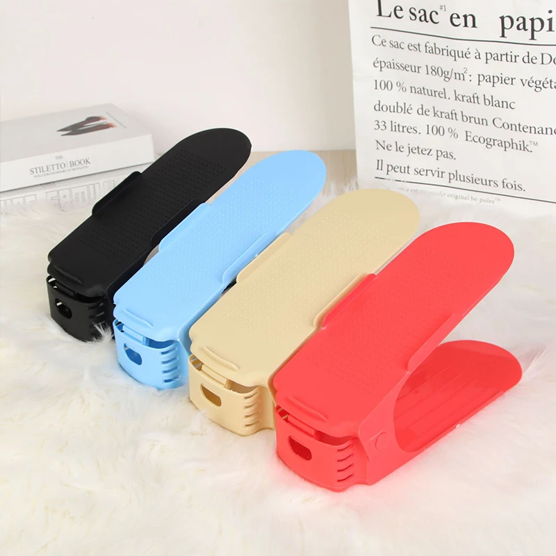 

6Pc Adjustable Shoe Rack Organizer Shoe Support Space Saving Shoe Shelf Cabinet Durable Closet Double Storage Shoes Storage Rack