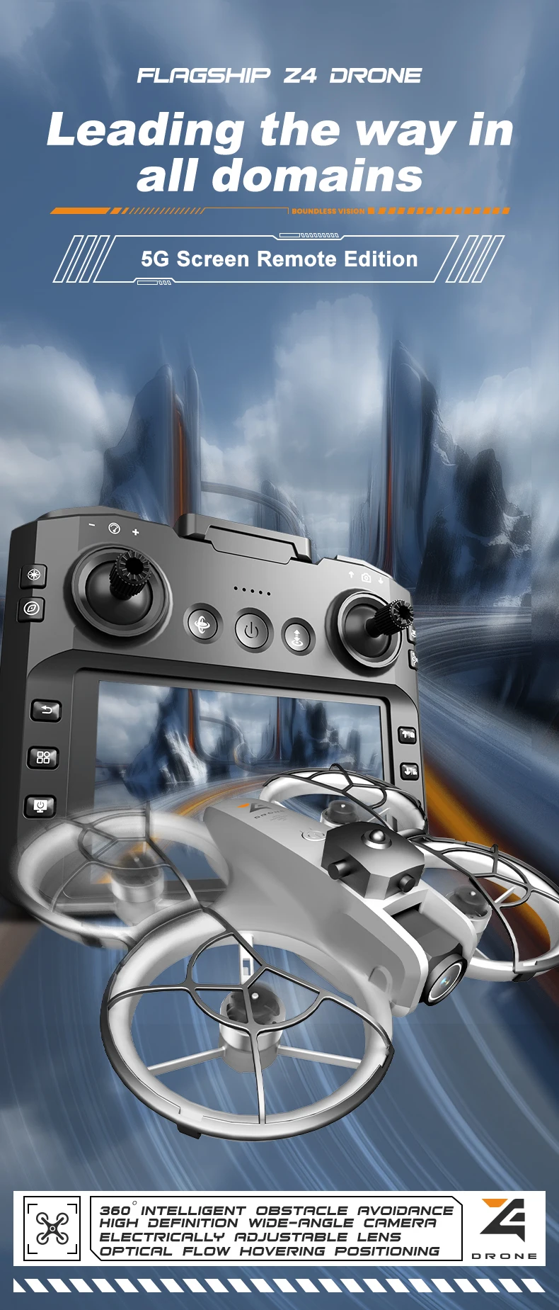 Dron Z4 con cámara HD de 8K, batería de larga duración, 5G, WIFI, modo sin cabeza, Motor sin escobillas para principiantes, cuadricóptero RC con fácil Control