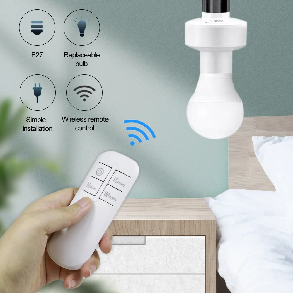 E27 Wireless Remote Control Smart Timer Switch Lamp Holder 110/220V House Multi Light Switch Living Room Bedroom Timer led lights lamp holder lamp bulb holder lamp base led lamp base