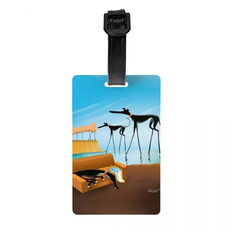 

Salvador Dali Funny Greyhound Lurcher Luggage Tag Protection Whippet Sighthound Dog Art Baggage Tags Travel Bag Labels Suitcase