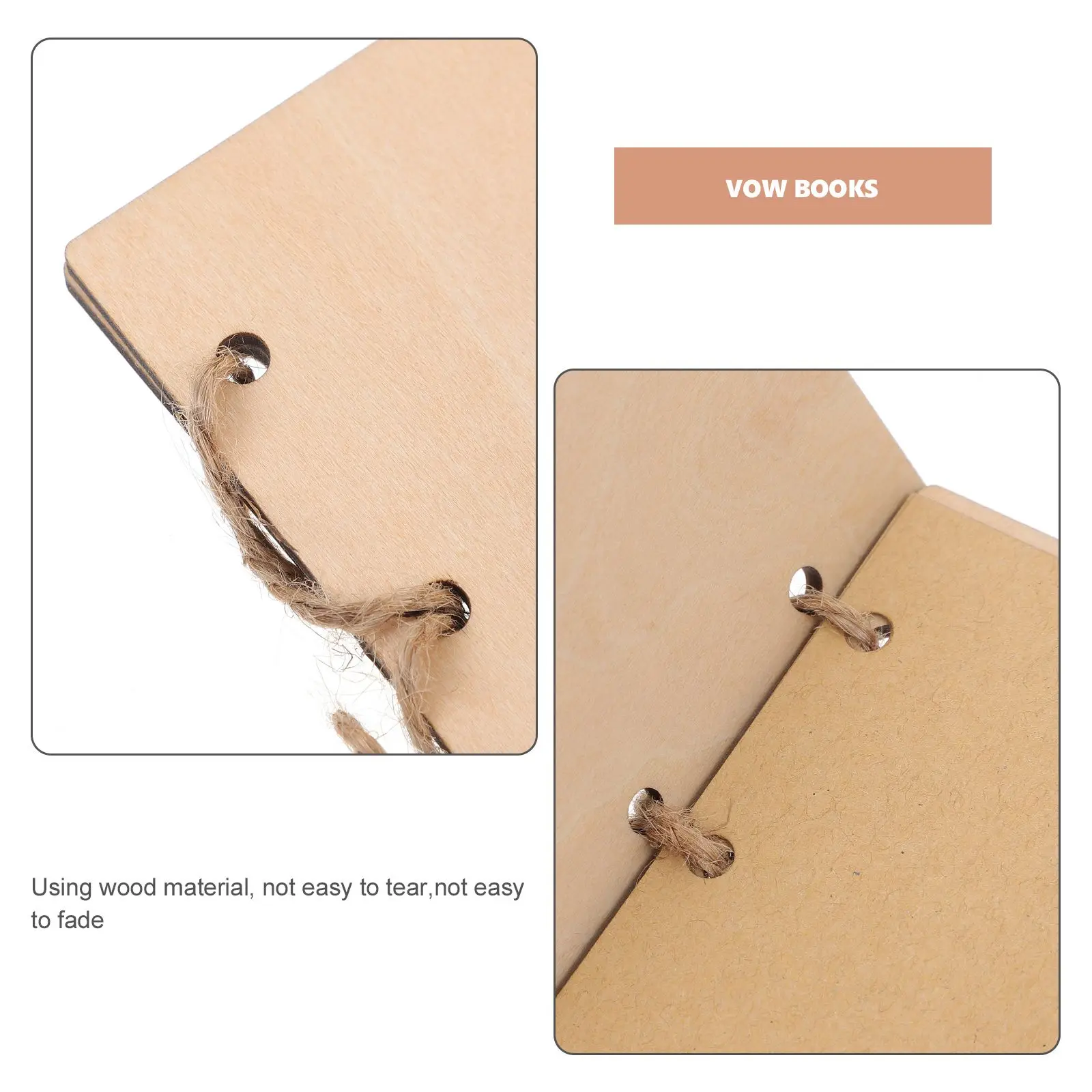 2 Pcs Wooden Vow Books Wedding Photo Props His Hers Gifts Rustic Declaration Cards Guest Book Officiant Book Signature