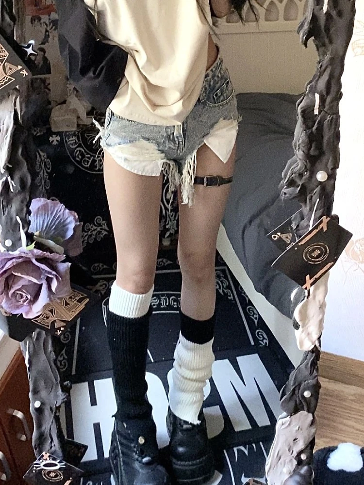 

Woman Denim Jean Shorts Hot Pants Tight Bodycon Tie-dyed Ripped Hole Fashion Streetwear Hot Clubwear High Street Gyaru Baddie