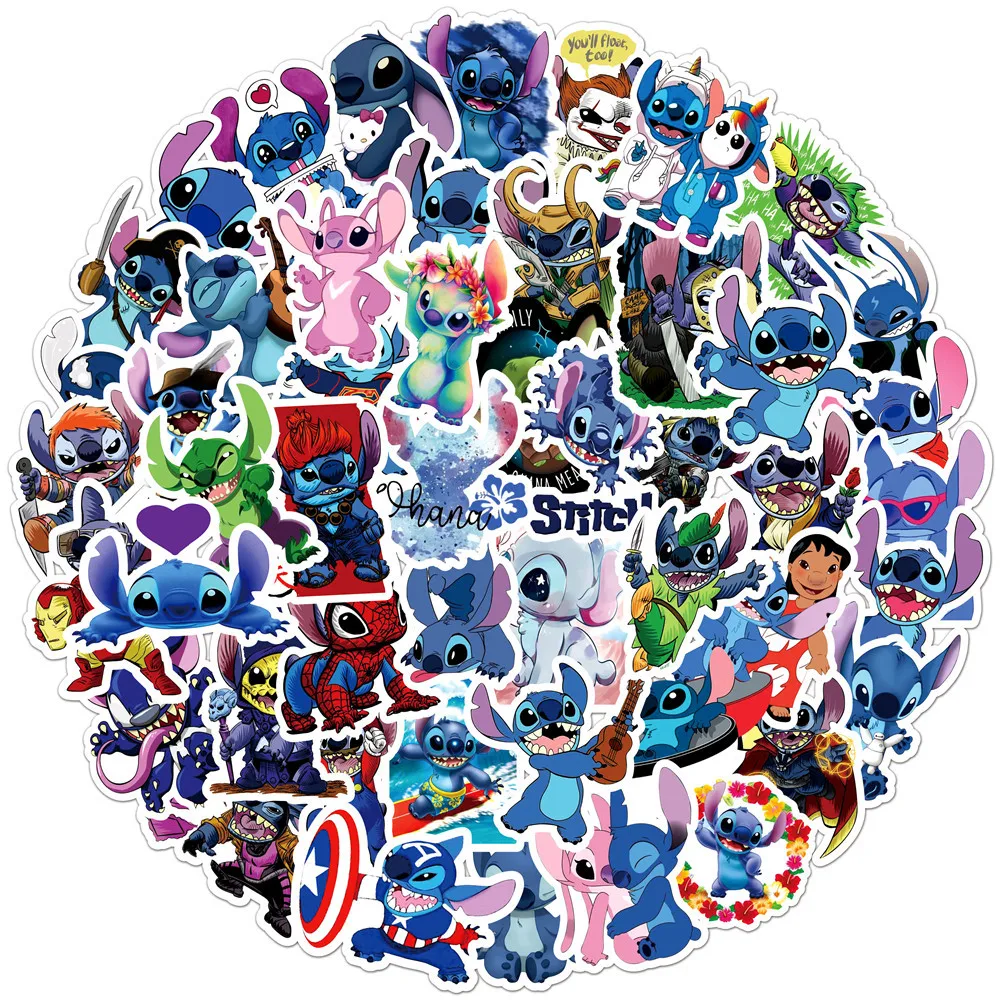

10/30/50pcs Kawai Disney Cartoon Stitch Stickers for Laptop Diary Phone Waterproof Cute Anime Graffiti Sticker Decals Kids Toys