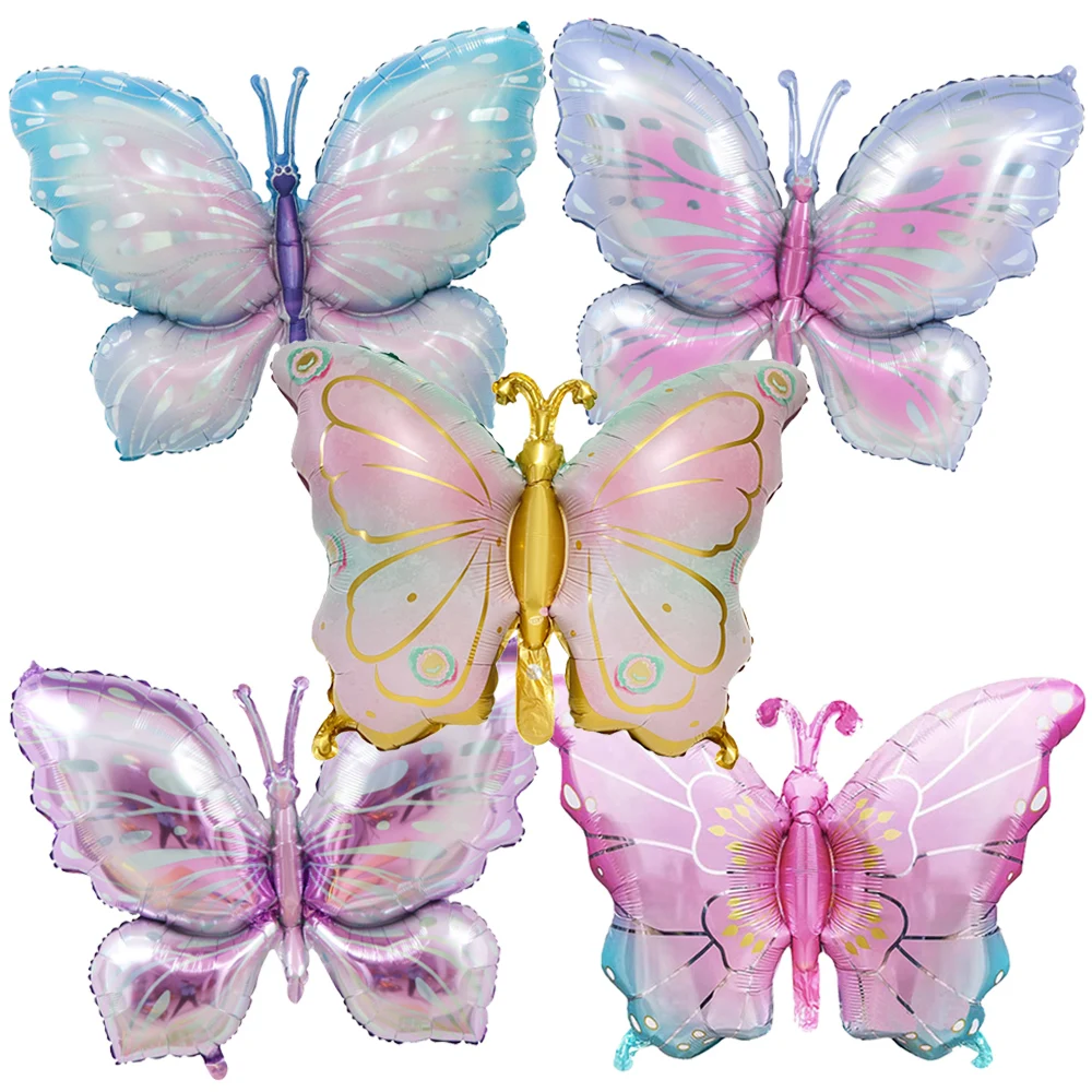 5 Stück Bunte Schmetterling-Folienballons Schmetterling-Ballons Schmetterling-Themenballons für Party Geburtstag Hochzeit Babyparty Dekorationen