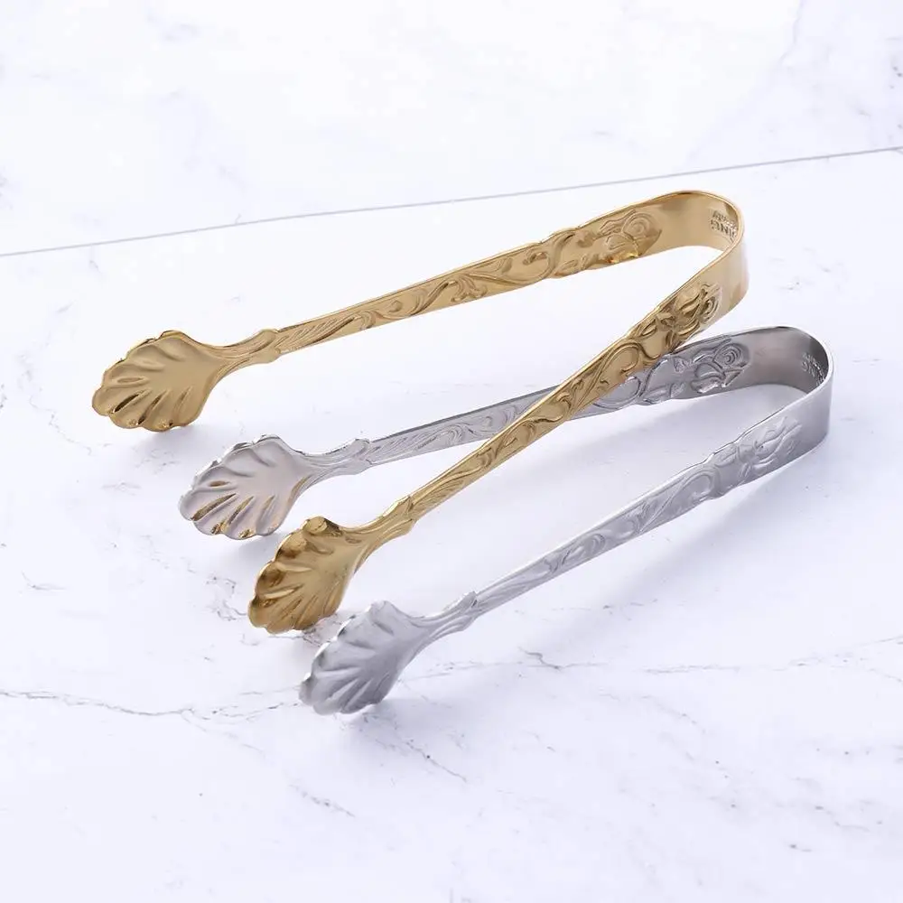 Stainless Steel Tongs Mini Stainless Steel Ice Tongs Small Gold Silver Color Cube Sugar Tongs Multifunctional Practical Food Serving Clip