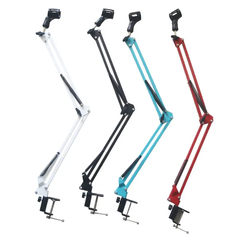 

Extendable Recording Microphone Holder Suspension Boom Scissor Arm Stand Holder with Microphone Clip Table Mounting