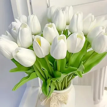 10 pièces fleur artificielle réaliste tactile tulipe Scrapbooking Vase décor à la maison mariage jardin arc guirlande fête des mères Bouquet bricolage 1