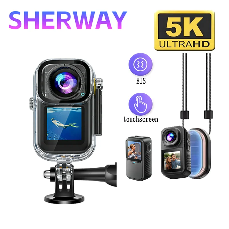 5K Action Camera Image Stabilization 4K60fps Magnetic Pocket Cam Dual-screen Waterproof Bodycam Sport Helmet Video Recorder Vlog