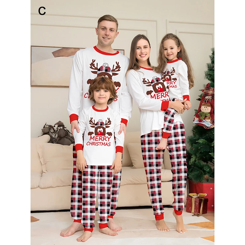 thumbnail image 1 of Conjuntos de pijamas navideños a juego para la familia, para mascotas, bebés, niños, madres, padres, perros, pijamas navideños, conjuntos para niños grandes, ajuste ceñido, Papá Noel, 1 of 5