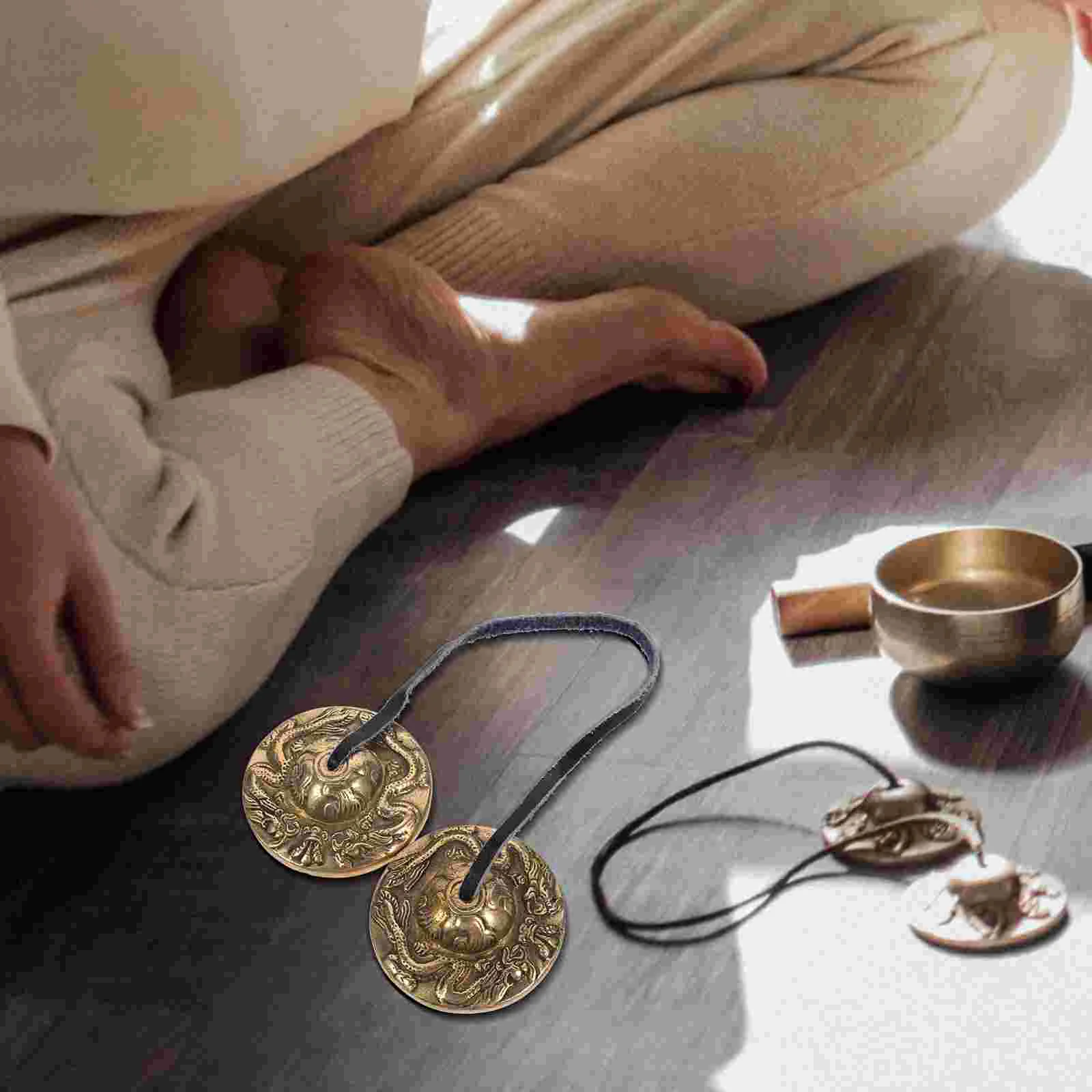 

Nepal Handmade Pure Copper Touch Bell Touch Bell Copper Yoga Meditation Touch Bell Cymbals Chime Storage Bag Color Random