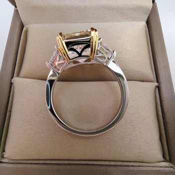 10*10MM Crushed Ice High Carbon Diamond Ring 100%-S925 Silver Ladies Jewelry Wedding Party Crystal Gift 5