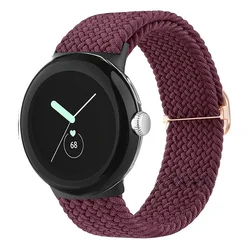 Braided Solo Loop Elastic Nylon Bracelet - Pixel watch 4 41mm (Wine Red RG)