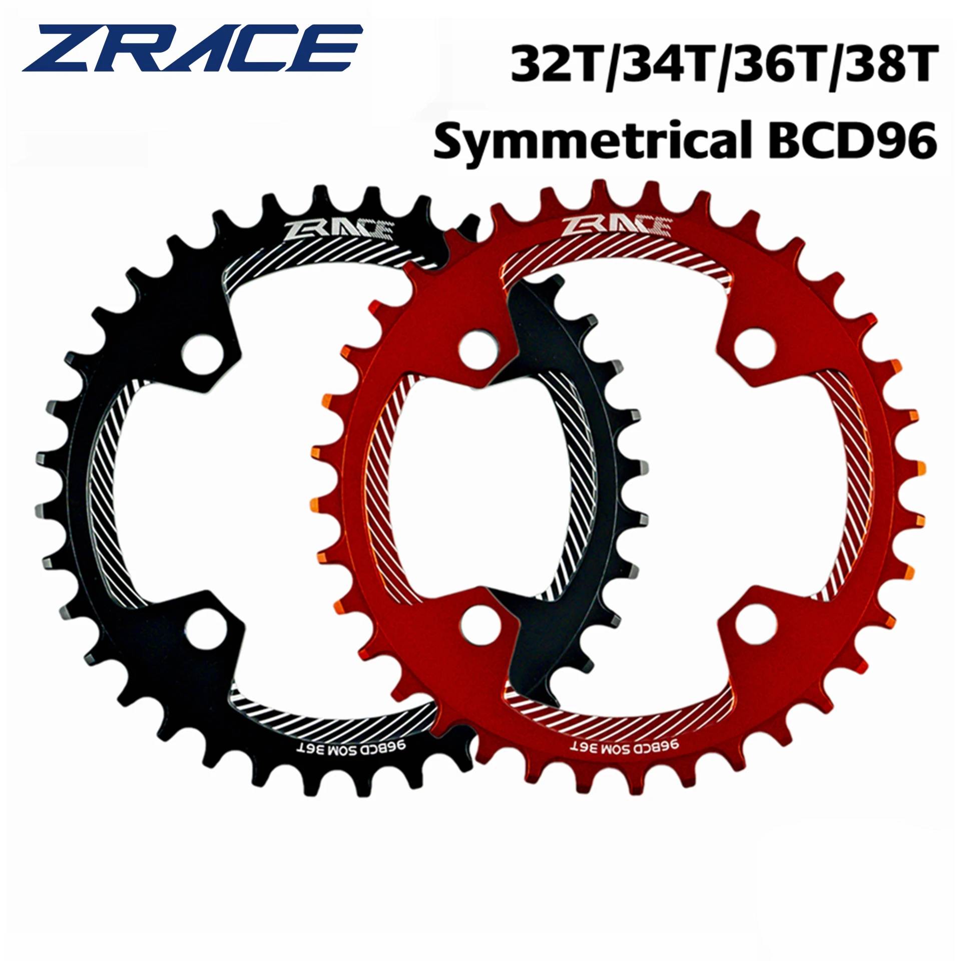 ZRACE Chainrings Chainwheels BCD96 Symmetrical 32T 34T 36T 38T AL7075 CNC process Vickers-hardness 15+ MTB