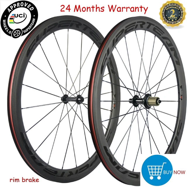 NEW!!! Carbon Spokes 700C Carbon Wheelset Road Bicycle 50mm SUPERTEAM  Carbon Rim Tubeless Ultralight Carbon Wheels - AliExpress