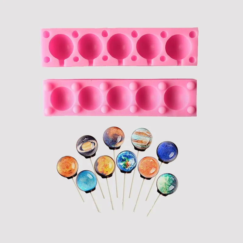 

5 Even Round Ball Lollipop Silicone Mold 3D Homemade Star DIY Cake Lollipop Dessert Chocolate Decoration Candy Ice Accessories