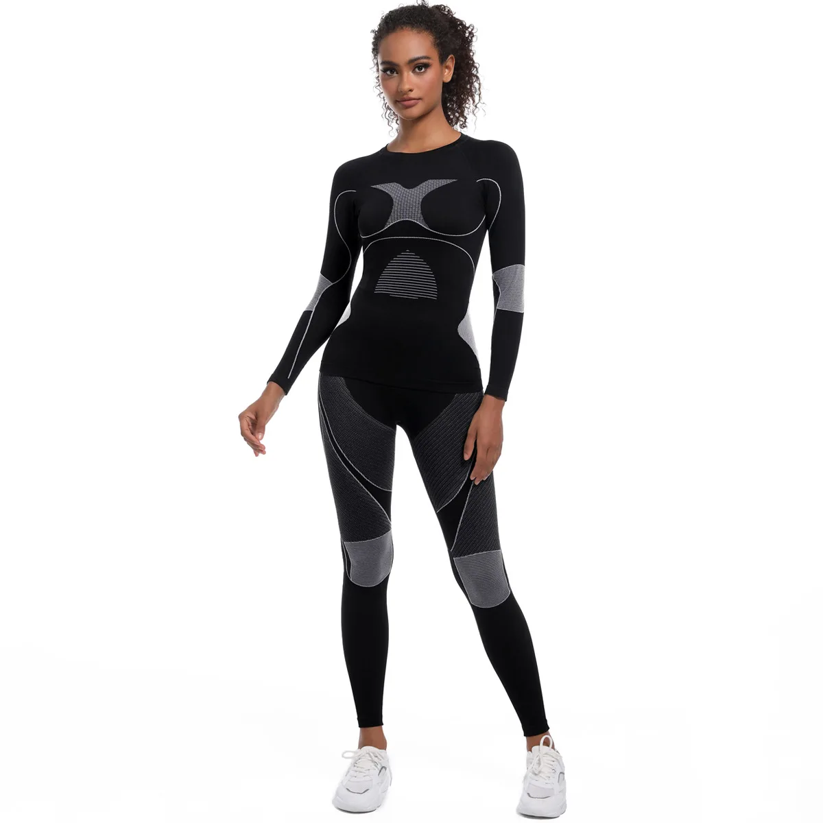 Women Girl Skiing Underwear Set Fitness Workout Thermal Gym Ski Snowboarding Sport Running Yoga Exercise Suit Long Johns 01 5