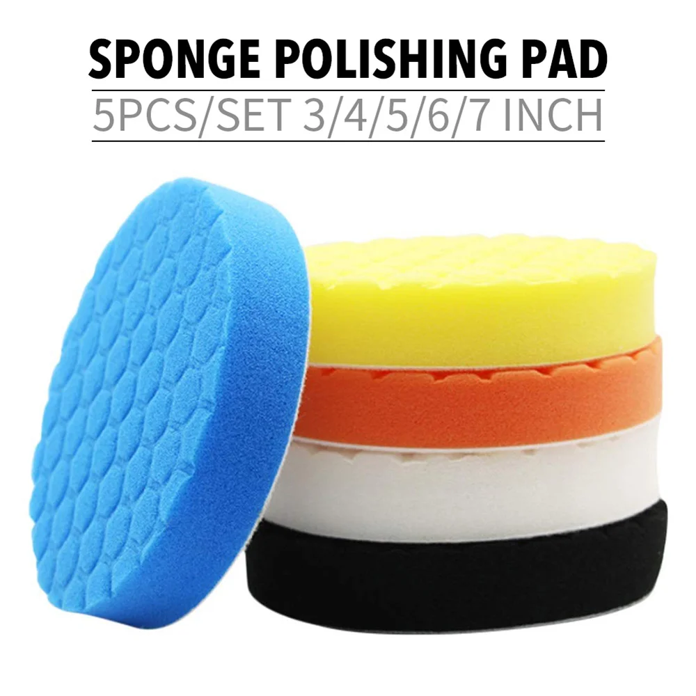 5Pcs Sponge Polishing Pad Kit For Car Polisher 3/4/5/6/7 Inch Polishing Sponge Pads For Drill Car Beauty