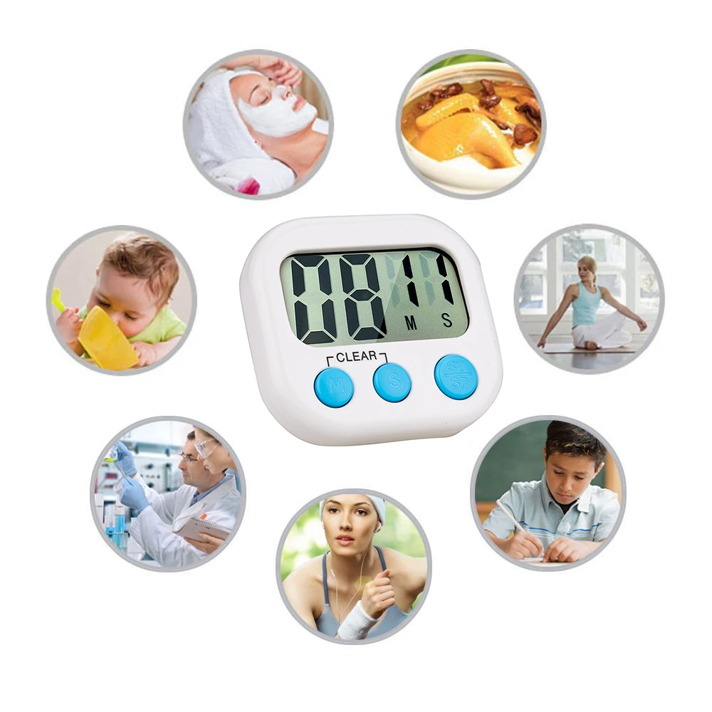 Digital LCD Screen Kitchen Timer Magnetic Food Cooking Loud Alarm Sound  Timer