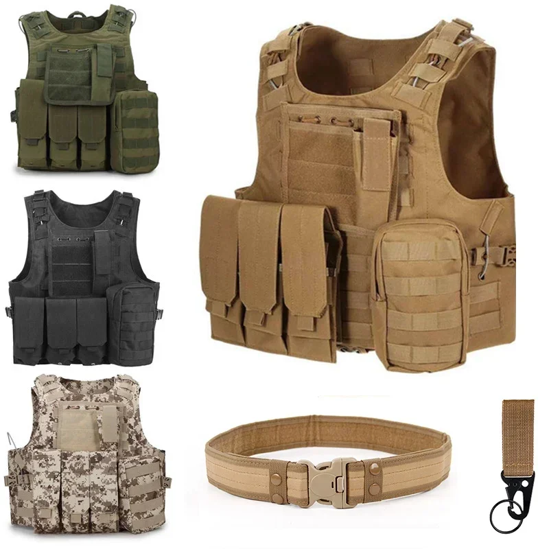 

600D Oxford Tactical Vest Set Mens Military Hunting Vest Field Battle Airsoft Molle Waistcoat Combat Assault Plate Carrier Vest