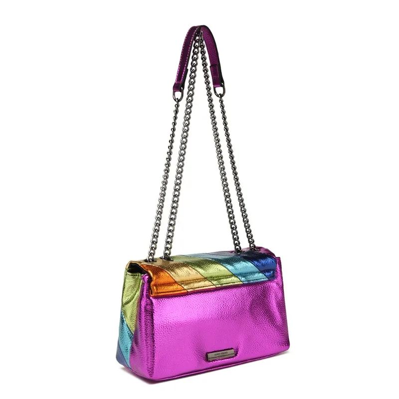 

New High Street UK Eagle Head Bag, Small and High end, High Sense One Shoulder Crossbody Women's Stripe Rainbow Small Square Bag