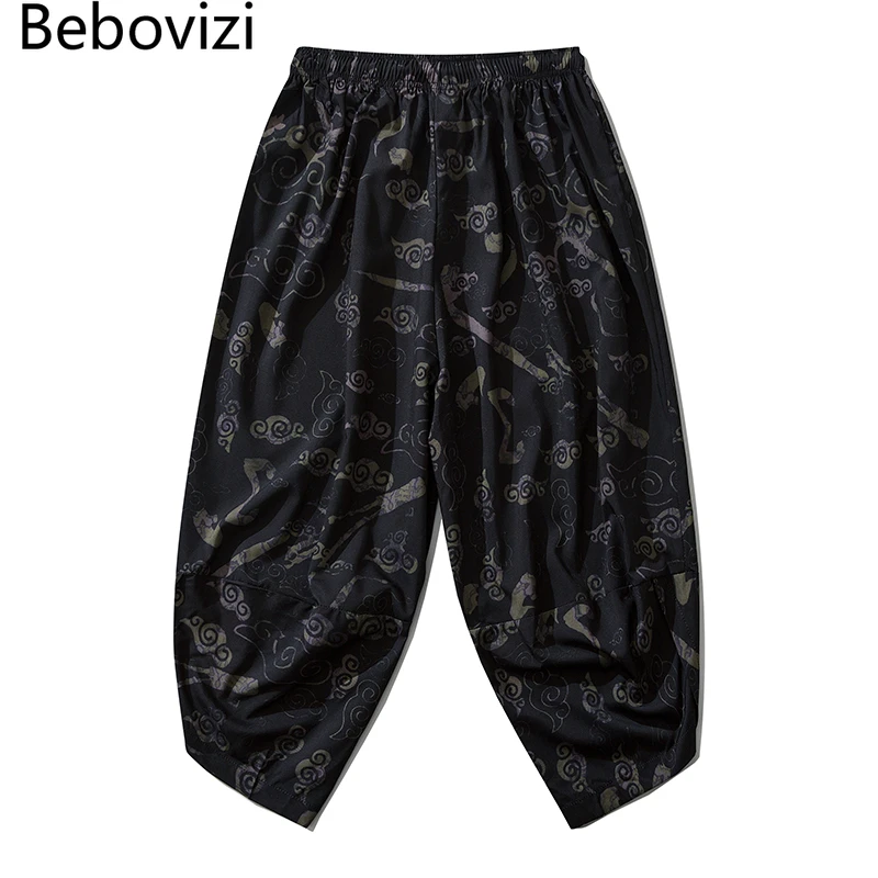 Thin Japanese Kimono Pants Women Men Samurai Harem Pants Loose Elastic Waist Chinese Style Cosplay Trousers men harem pants