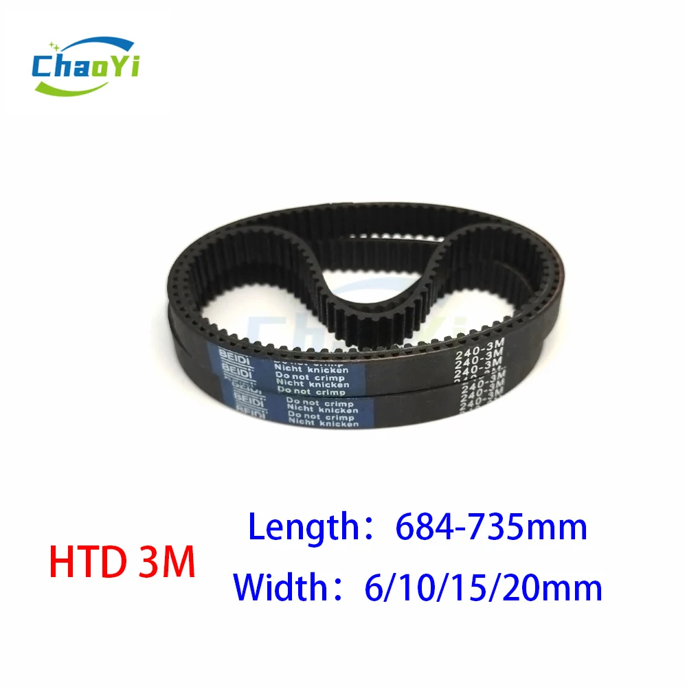 

HTD 3M Closed Loop Rubber Timing Belt Length 684 687 696 699 708 711 714 720 726 732 735mm Width 6/10/15/20mm 684-3M 699-3M