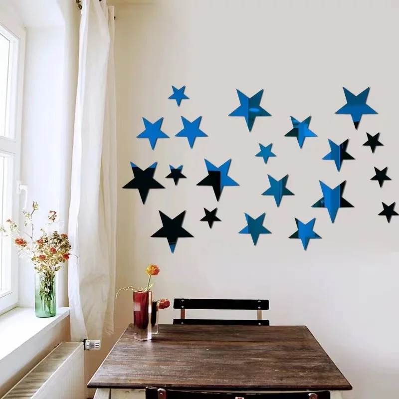 20pcs Acrylic Star Mirror Wall Sticker Cartoon Starry Wall Stickers For Kids Rooms Wall Decals Home Decor Cute Stars Art Mural 6