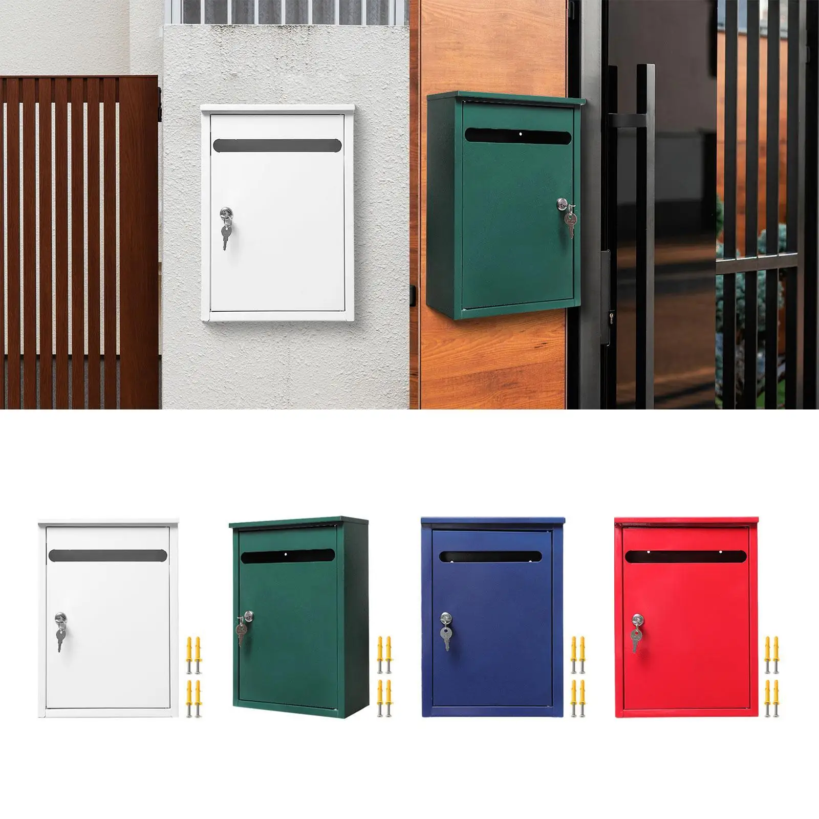 Wall Mount Lockable Mailbox Heavy Duty Package Drop Family Residence Rust Resistant Decorative Office Building Large Drop Box