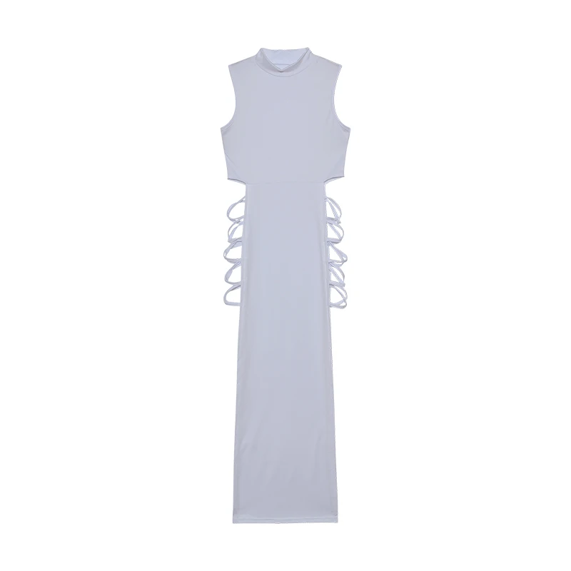 Criss Cross Cut Out Dress, Sexy Bodycon Mock Neck