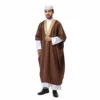 Muslim for Men Kaftan Robe Ramadan Arab Prayer Dress Open Front Embroidered Cardigan Islam Dubai Kimono