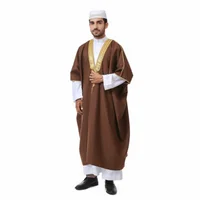 Muslim for Men Kaftan Robe Ramadan Arab Prayer Dress Open Front Embroidered Cardigan Islam Dubai Kimono