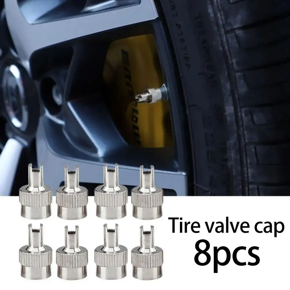 Universal Durable Steel Copper Valve Stem Caps - Set of 8 Tyre Air Covers