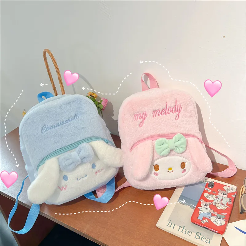 

Sanrio Cute Backpack Kawaii My Melody Plush Backpack Beautiful Cinnamoroll Plush Bag for Women Birthday Gifts for Kids Girls