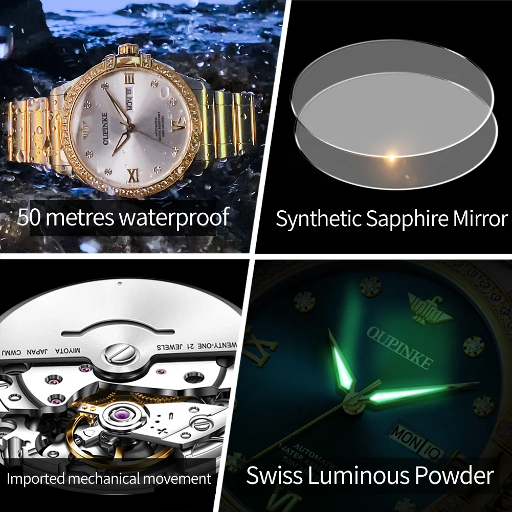 OUPINKE Romantic Gift Box Set Couple Men's and Women's Watches Luxury Original Imported Movement Top Wristwatch Brand Waterproof
