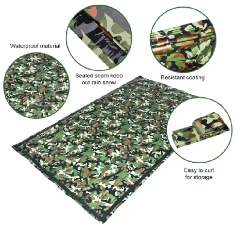 Sleeping Bag PE Emergency Camouflage Waterproof Portable 120x200cm for Outdoor Camping Hiking Adventure
