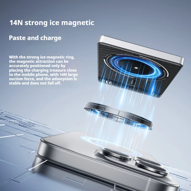 Nubia 5000mAh Magnetic Power Bank Qi2 Certification Wireless 15W Power Bank Magsafe LED Powerbank Portable Charger Original 4