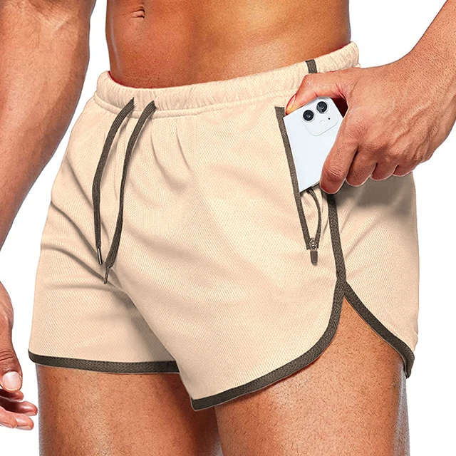 Running Shorts Gym Men Fitness Quick Dry Slim Fit Casual Beach Light Sports Shorts Male Basketball Training Jogger Short Pants Khaki