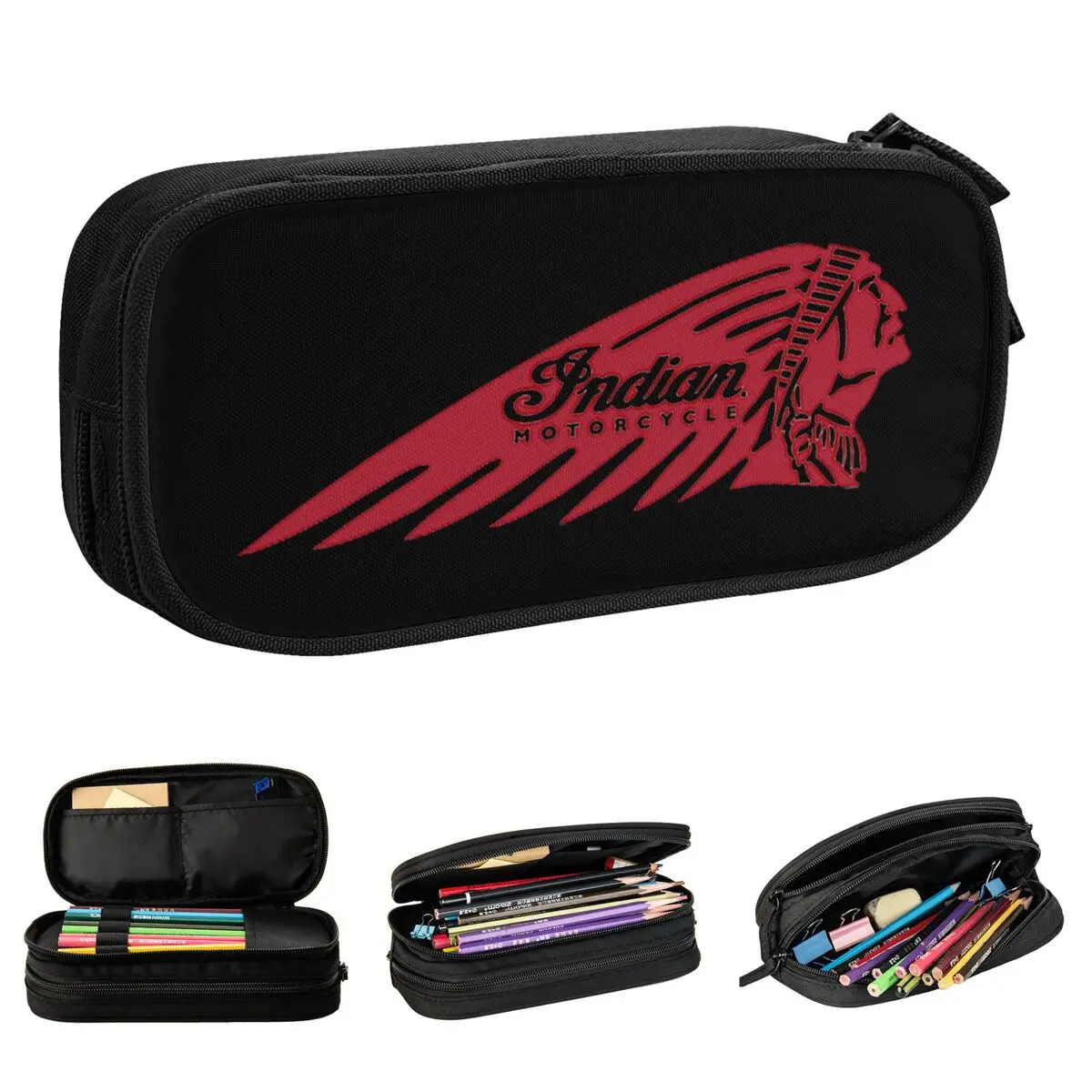 

Чехлы для карандашей для езды на мотоцикле с индейственными мотоциклами, красивый держатель для ручек, вместительные косметички для студентов и школьников